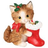 Dekoratief | Poes zittend m/kerstkous, resina, 11x6x11cm | A245175 Dekoratief | Poes zittend m/kerstkous, resina, 11x6x11cm | A245175