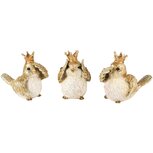 Dekoratief | Vogeltje m/kroontje, horen/zien/zwijgen, resina, 9x5x7cm, set van 3 stuks | A245180 Dekoratief | Vogeltje m/kroontje, horen/zien/zwijgen, resina, 9x5x7cm, set van 3 stuks | A245180