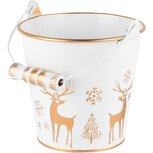 Dekoratief | Emmertje 'Snow Deer', wit/goud, metaal, 12x12x11cm | A245188 Dekoratief | Emmertje 'Snow Deer', wit/goud, metaal, 12x12x11cm | A245188