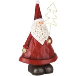 Dekoratief | Santa staand m/boompje, rood, keramiek, LED, 18x12x30cm | A245209 Dekoratief | Santa staand m/boompje, rood, keramiek, LED, 18x12x30cm | A245209