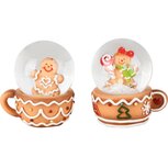 Dekoratief | Waterbol m/cookie, bruin/wit, resina/glas, 6x6x7cm, set van 2 stuks | A245212 Dekoratief | Waterbol m/cookie, bruin/wit, resina/glas, 6x6x7cm, set van 2 stuks | A245212