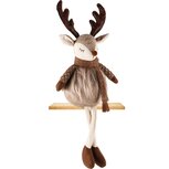 Dekoratief | Pop rendier zittend m//hangbenen, bruin/beige, stof, 20x13x50cm | A245213 Dekoratief | Pop rendier zittend m//hangbenen, bruin/beige, stof, 20x13x50cm | A245213
