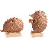 Dekoratief | Egel op voet, roest, metaal/hout, 9x4x13cm, set van 2 stuks | A245222 Dekoratief | Egel op voet, roest, metaal/hout, 9x4x13cm, set van 2 stuks | A245222