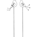 Dekoratief | Stick m/vogeltje, zwart, metaal, 10x1x43cm, set van 2 stuks | A245225 Dekoratief | Stick m/vogeltje, zwart, metaal, 10x1x43cm, set van 2 stuks | A245225