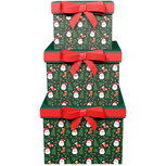 Dekoratief | Set 3 dozen vierkant 'Jolly Santa', 18x18x14cm | A245227 Dekoratief | Set 3 dozen vierkant 'Jolly Santa', 18x18x14cm | A245227