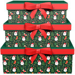 Dekoratief | Set 3 dozen rechthoek m/strik 'Jolly Santa', 26x18x10cm | A245228 Dekoratief | Set 3 dozen rechthoek m/strik 'Jolly Santa', 26x18x10cm | A245228