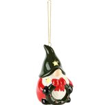 Dekoratief | Hanger gnoom m/krans, LED, keramiek, 7x7x10cm | A245233 Dekoratief | Hanger gnoom m/krans, LED, keramiek, 7x7x10cm | A245233