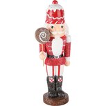 Dekoratief | Notenkraker m/lekstok, rood/wit, resina, 9x7x26cm | A245237 Dekoratief | Notenkraker m/lekstok, rood/wit, resina, 9x7x26cm | A245237