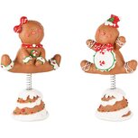 Dekoratief | Cookie op springveer, resina, 10x6x16cm, set van 2 stuks | A245251 Dekoratief | Cookie op springveer, resina, 10x6x16cm, set van 2 stuks | A245251
