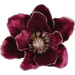 Dekoratief | Deco clip m/bloem, bordeau, polyester, 17x18cm | A245276 Dekoratief | Deco clip m/bloem, bordeau, polyester, 17x18cm | A245276