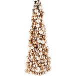 Dekoratief | Kegel vorm m/kerstballetjes, wit/goud/zilver, pvc, 14x14x43cm | A245279 Dekoratief | Kegel vorm m/kerstballetjes, wit/goud/zilver, pvc, 14x14x43cm | A245279