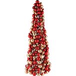 Dekoratief | Kegel vorm m/kerstballetjes, rood/goud, pvc, 14x14x43cm | A245280 Dekoratief | Kegel vorm m/kerstballetjes, rood/goud, pvc, 14x14x43cm | A245280