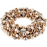 Dekoratief | Tafelstuk rond m/kerstballetjes, wit/goud/zilver, pvc, 33x33x7cm | A245283 Dekoratief | Tafelstuk rond m/kerstballetjes, wit/goud/zilver, pvc, 33x33x7cm | A245283