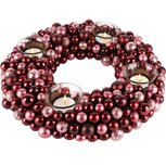 Dekoratief | Tafelstuk rond m/kerstballetjes, bordeau, pvc, 33x33x7cm | A245284 Dekoratief | Tafelstuk rond m/kerstballetjes, bordeau, pvc, 33x33x7cm | A245284