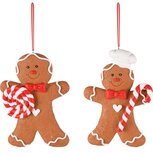 Dekoratief | Hanger cookie m/zuurstok, klei, 10x2x13cm, set van 2 stuks | A245292 Dekoratief | Hanger cookie m/zuurstok, klei, 10x2x13cm, set van 2 stuks | A245292