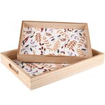 Dekoratief | Set 2 dienbladen m/herfstblaadjes, hout, 35x25x4cm | A245325 Dekoratief | Set 2 dienbladen m/herfstblaadjes, hout, 35x25x4cm | A245325