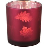 Dekoratief | Theelichthouder 'Autumn Leaves', bordeaux, glas, 7x7x8cm | A245327 Dekoratief | Theelichthouder 'Autumn Leaves', bordeaux, glas, 7x7x8cm | A245327