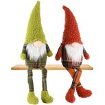 Dekoratief | Pop gnoom m/hangbenen, groen/oranje, stof, 10x8x25cm, set van 2 stuks | A245332 Dekoratief | Pop gnoom m/hangbenen, groen/oranje, stof, 10x8x25cm, set van 2 stuks | A245332