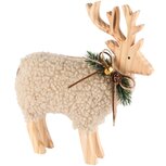 Dekoratief | Deco hert m/wol, naturel, hout, 22x7x25cm | A245344 Dekoratief | Deco hert m/wol, naturel, hout, 22x7x25cm | A245344