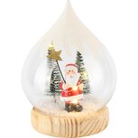 Dekoratief | Globe m/santa, naturel, glas/hout, LED, 10x10x14cm | A245347 Dekoratief | Globe m/santa, naturel, glas/hout, LED, 10x10x14cm | A245347