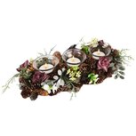 Dekoratief | Tafelstuk m/bloemen, mauve/groen, naturel, 32x15x8cm | A245363 Dekoratief | Tafelstuk m/bloemen, mauve/groen, naturel, 32x15x8cm | A245363