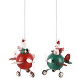 Dekoratief | Springveer vliegtuig m/santa/sneeuwman, 12x10x13cm, set van 2 stuks | A245384 Dekoratief | Springveer vliegtuig m/santa/sneeuwman, 12x10x13cm, set van 2 stuks | A245384
