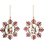 Dekoratief | Hanger sneeuwvlok m/santa/sneeuwman, hout, 12x12cm, set van 2 stuks | A245390 Dekoratief | Hanger sneeuwvlok m/santa/sneeuwman, hout, 12x12cm, set van 2 stuks | A245390