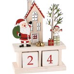 Dekoratief | Kalender m/santa, naturel/rood, hout, 13x6x18cm | A245394 Dekoratief | Kalender m/santa, naturel/rood, hout, 13x6x18cm | A245394
