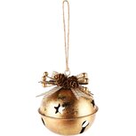 Dekoratief | Hanger bal m/belletje, goud, metaal, 6x6x7cm | A245397 Dekoratief | Hanger bal m/belletje, goud, metaal, 6x6x7cm | A245397