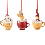 Dekoratief | Hanger jongen/santa/rendier in kopje, resina, 8x6x12cm, set van 3 stuks | A245410 Dekoratief | Hanger jongen/santa/rendier in kopje, resina, 8x6x12cm, set van 3 stuks | A245410