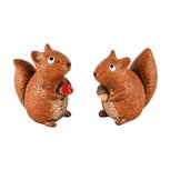Dekoratief | Eekhoorn m/nootje, bruin, keramiek, 7x4x7cm, set van 2 stuks | A245416 Dekoratief | Eekhoorn m/nootje, bruin, keramiek, 7x4x7cm, set van 2 stuks | A245416