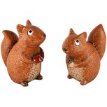 Dekoratief | Eekhoorn m/nootje, bruin, keramiek, 11x6x11cm, set van 2 stuks | A245417 Dekoratief | Eekhoorn m/nootje, bruin, keramiek, 11x6x11cm, set van 2 stuks | A245417