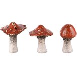 Dekoratief | Paddenstoeltje rood/wit, keramiek, 10x9x12cm, set van 3 stuks | A245421 Dekoratief | Paddenstoeltje rood/wit, keramiek, 10x9x12cm, set van 3 stuks | A245421