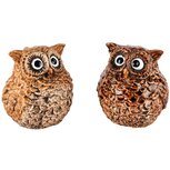 Dekoratief | Uiltje 'Freddy', bruin, keramiek, 10x9x10cm, set van 2 stuks | A245431 Dekoratief | Uiltje 'Freddy', bruin, keramiek, 10x9x10cm, set van 2 stuks | A245431