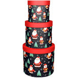 Dekoratief | Set 3 dozen rond 'Santa is Coming', 23x23x20cm | A245453 Dekoratief | Set 3 dozen rond 'Santa is Coming', 23x23x20cm | A245453