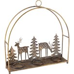 Dekoratief | Theelichthouder boog m/bomen/hert, brons, metaal, 34x7x34cm | A245459 Dekoratief | Theelichthouder boog m/bomen/hert, brons, metaal, 34x7x34cm | A245459