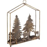 Dekoratief | Theelichthouder huis m/bomen/hert, brons, metaal, 28x7x37cm | A245460 Dekoratief | Theelichthouder huis m/bomen/hert, brons, metaal, 28x7x37cm | A245460