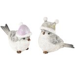 Dekoratief | Vogeltje m/muts 'Jenny', naturel/roze, resina, 6x10x9cm, set van 2 stuks | A245491 Dekoratief | Vogeltje m/muts 'Jenny', naturel/roze, resina, 6x10x9cm, set van 2 stuks | A245491