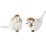 Dekoratief | Vogeltje m/muts 'Joey', wit/goud, resina, 6x10x9cm, set van 2 stuks | A245492 Dekoratief | Vogeltje m/muts 'Joey', wit/goud, resina, 6x10x9cm, set van 2 stuks | A245492