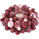 Dekoratief | Tafelstukje m/dennenappels/ballen, roze, 18x18x7cm | A245501 Dekoratief | Tafelstukje m/dennenappels/ballen, roze, 18x18x7cm | A245501