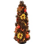 Dekoratief | Kegel vorm op voet m/zonnebloemen/granaatappels, 17x17x45cm | A245514 Dekoratief | Kegel vorm op voet m/zonnebloemen/granaatappels, 17x17x45cm | A245514