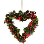 Dekoratief | Hanger hart m/besjes/dennenappels, groen/rood, 29x7x30cm | A245531 Dekoratief | Hanger hart m/besjes/dennenappels, groen/rood, 29x7x30cm | A245531