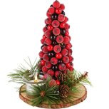 Dekoratief | Tafelstukje m/bessenKegel vormtje, groen/rood, 15x15x20cm | A245532 Dekoratief | Tafelstukje m/bessenKegel vormtje, groen/rood, 15x15x20cm | A245532
