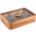 Dekoratief | Theedoos naturel, hout/glas, 30x22x9cm | A245550 Dekoratief | Theedoos naturel, hout/glas, 30x22x9cm | A245550