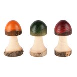 Dekoratief | Paddenstoel oranje/groen/rood/naturel, hout, 6x6x12cm, set van 3 stuks | A245565 Dekoratief | Paddenstoel oranje/groen/rood/naturel, hout, 6x6x12cm, set van 3 stuks | A245565
