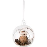 Dekoratief | Hanger bal m/uil, transparant, glas, 8x8x8cm | A245592 Dekoratief | Hanger bal m/uil, transparant, glas, 8x8x8cm | A245592