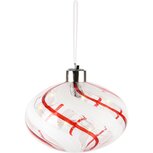Dekoratief | Hanger bal m/strepen, rood/wit/transparant, glas, LED,12x12x9cm | A245593 Dekoratief | Hanger bal m/strepen, rood/wit/transparant, glas, LED,12x12x9cm | A245593