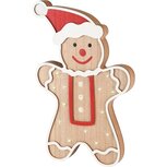 Dekoratief | Deco cookie staand, naturel/rood, hout, LED, 18x7x29cm | A245596 Dekoratief | Deco cookie staand, naturel/rood, hout, LED, 18x7x29cm | A245596