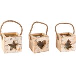Dekoratief | Theelichthouder m/ster/hartje/boompje, hout, 12x10x10cm, set van 3 stuks | A245612 Dekoratief | Theelichthouder m/ster/hartje/boompje, hout, 12x10x10cm, set van 3 stuks | A245612