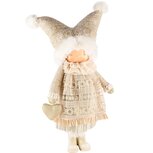 Dekoratief | Winterpop staand m/hartje, beige, stof, 20x20x49cm | A245628 Dekoratief | Winterpop staand m/hartje, beige, stof, 20x20x49cm | A245628